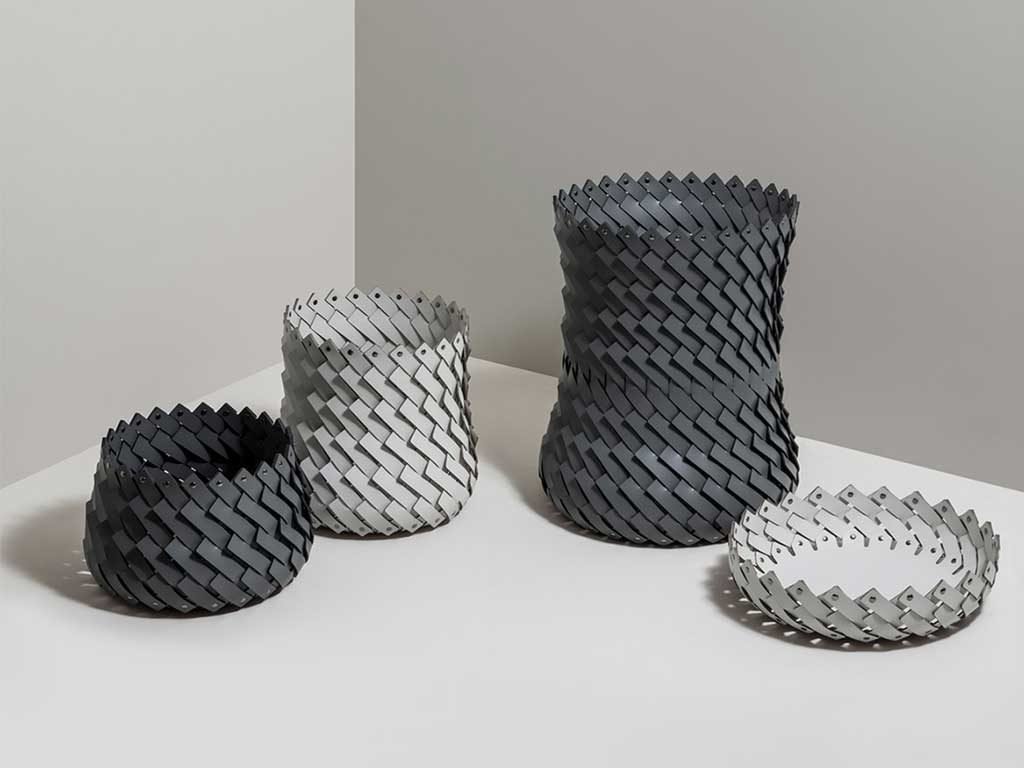collezione cesti intrecciati pelle