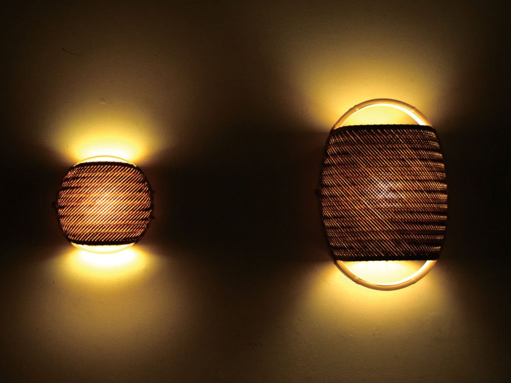lampade a parete in bamboo