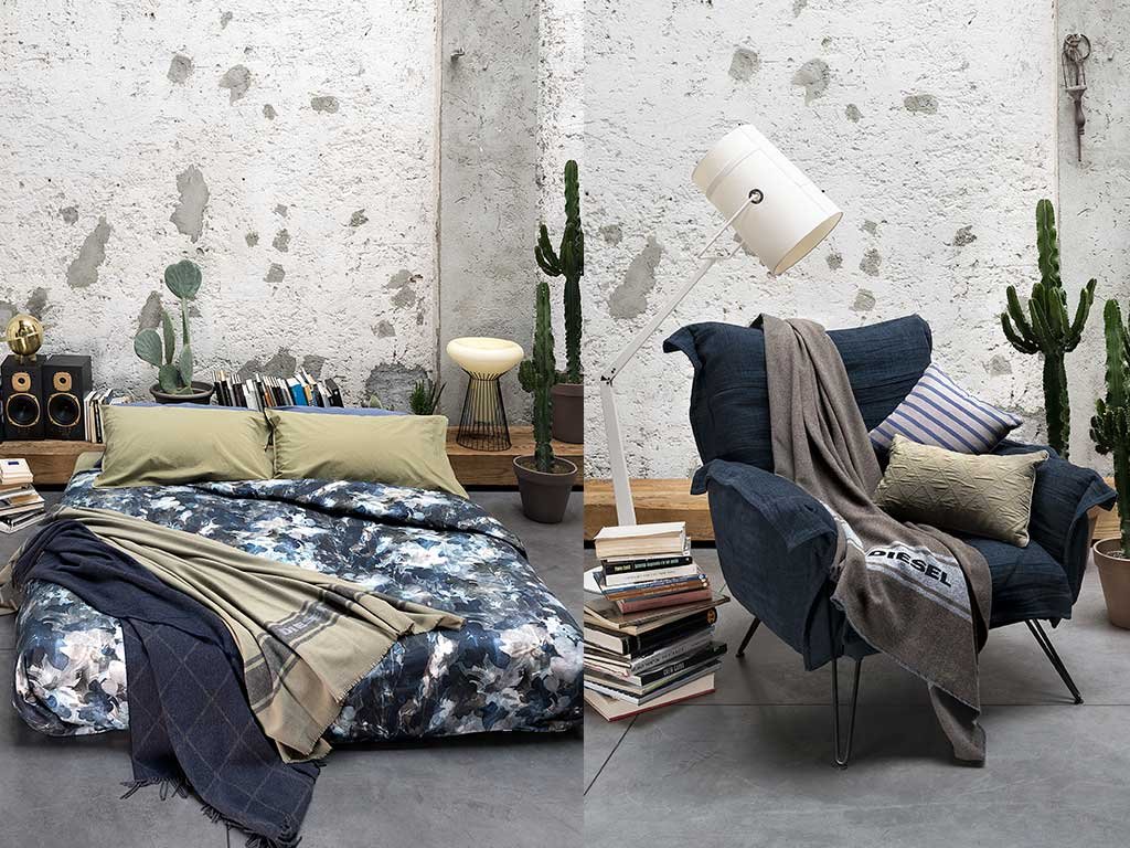 camera da letto e poltrona con coperta