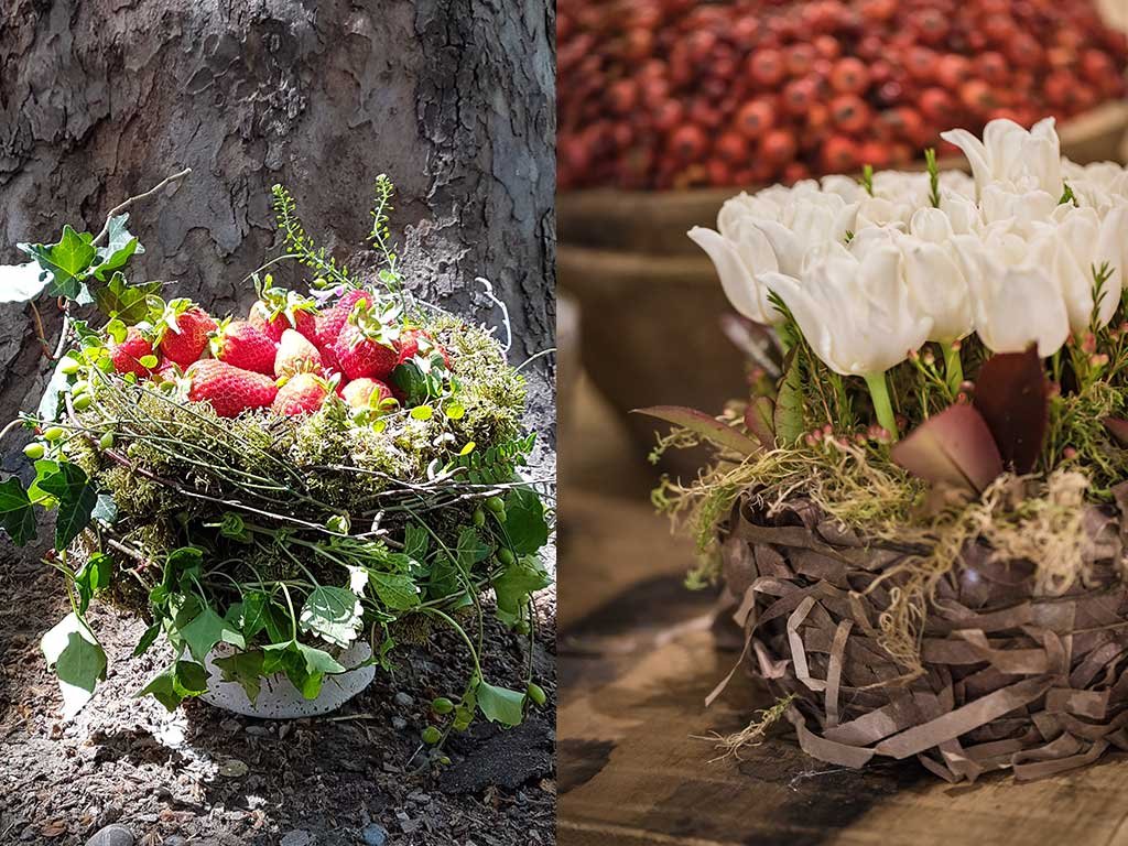 composizioni di fiori con fragole