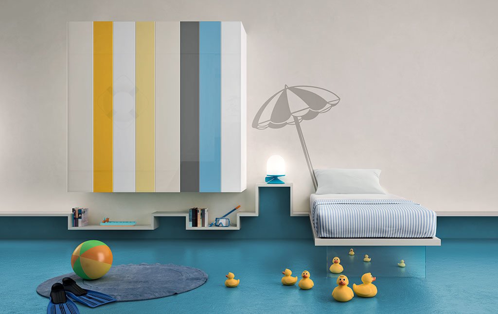 armadio parete sospeso colore strisce