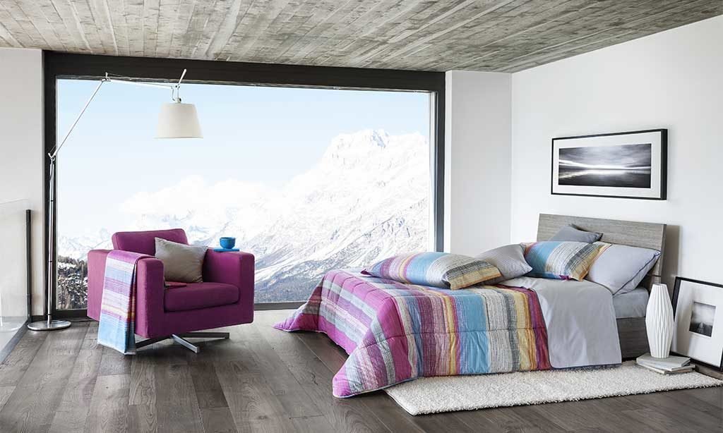 letto piumone righe colore