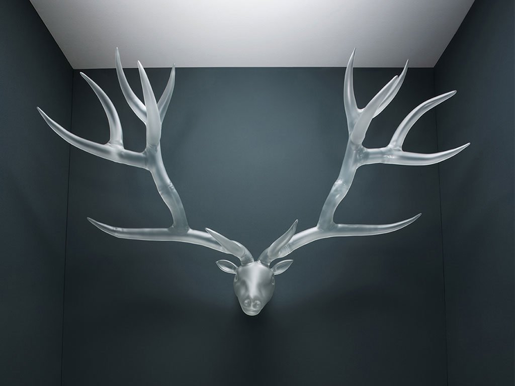 scultura vetro opaco cervo