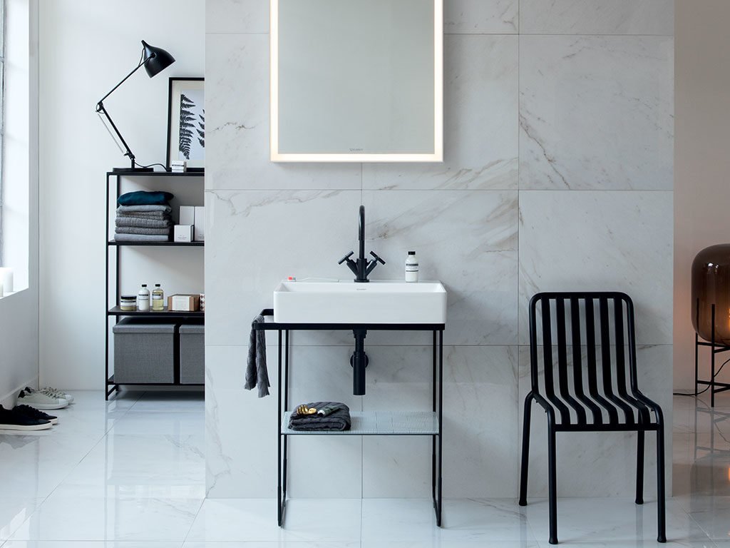 lavabo da appoggio struttura metallo nera