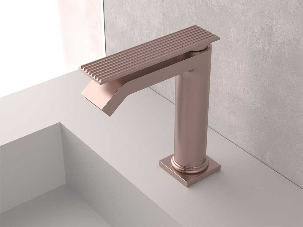 rubinetto monocomando color oro rosa