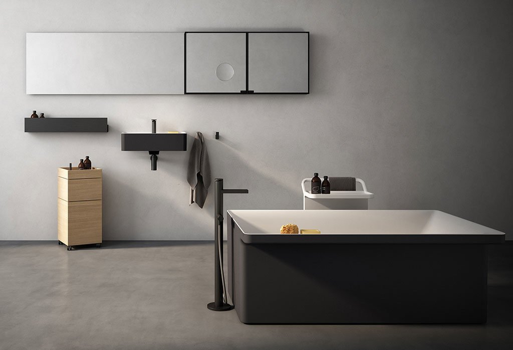 lavabo e vasca colore grigio