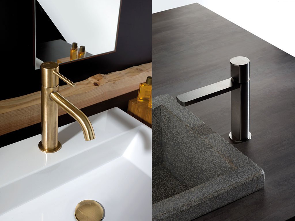 rubinetti lavabo acciaio e bronzo