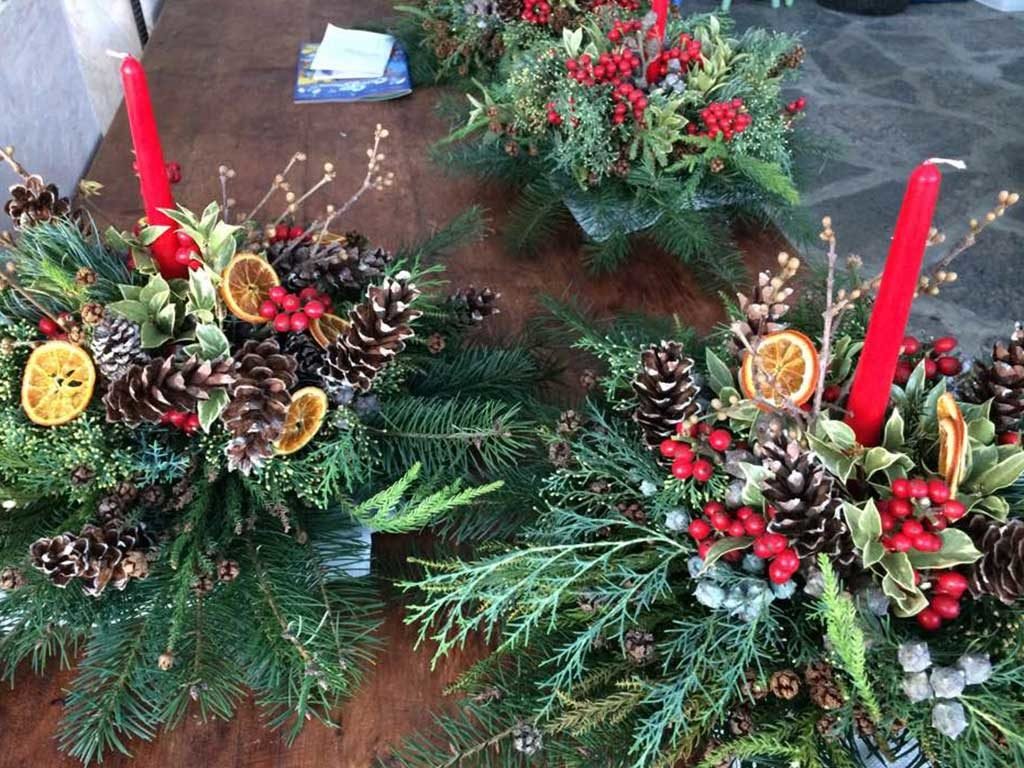 centrotavola natale pigne candela