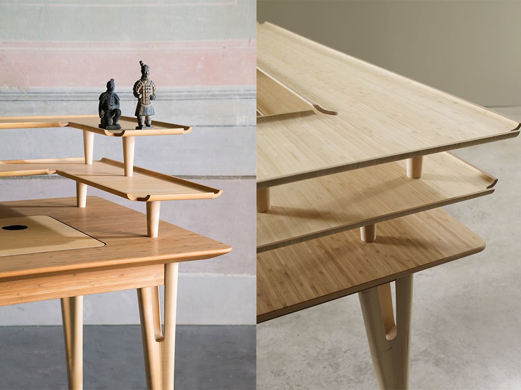 scrittoio legno vassoi ripiani