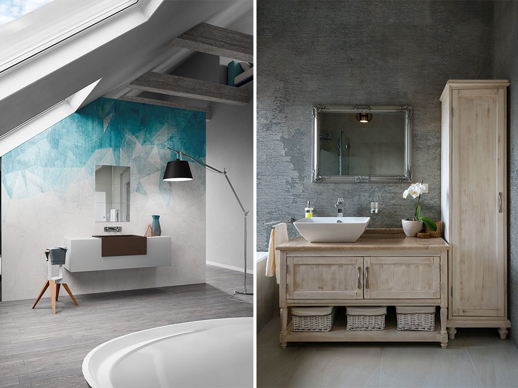 carta da parati design bagno