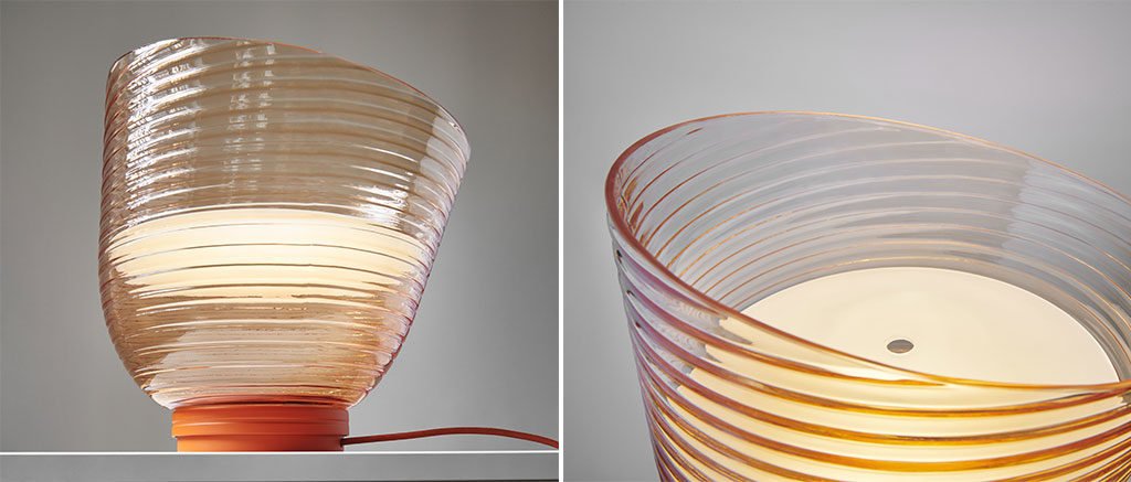 particolare lampada tavolo vetro colorato