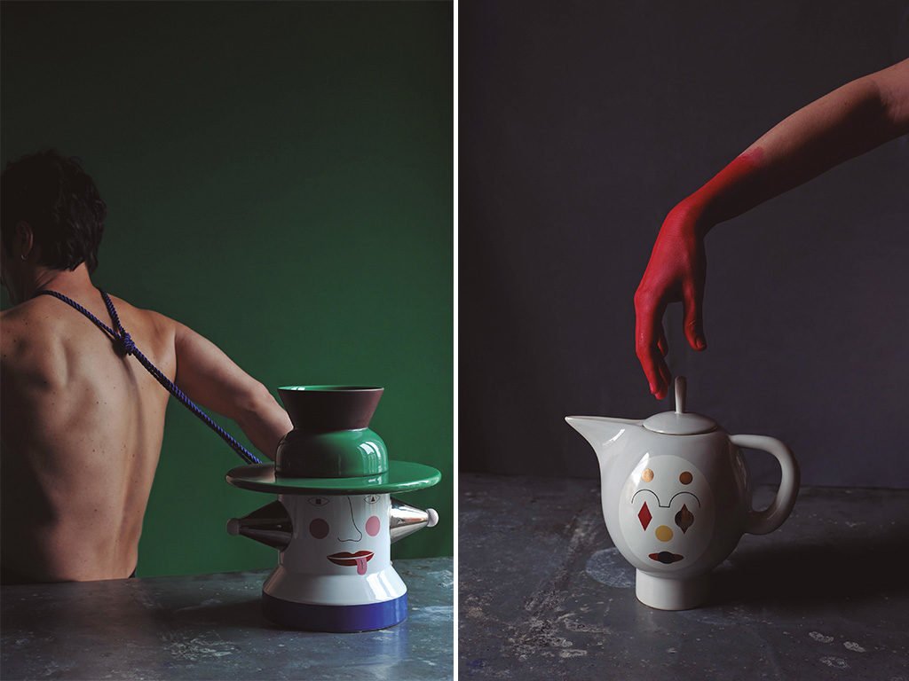 vaso e teiera ceramica colore