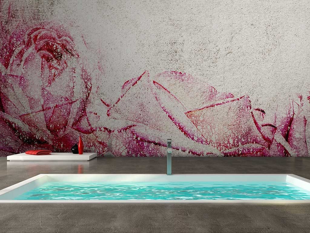 carta parati bagno colore rosa sfumato