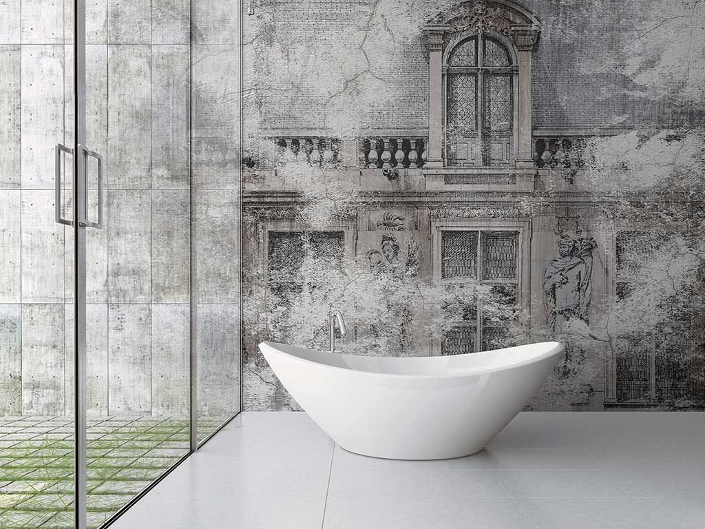 carta parati bagno disegno architettura