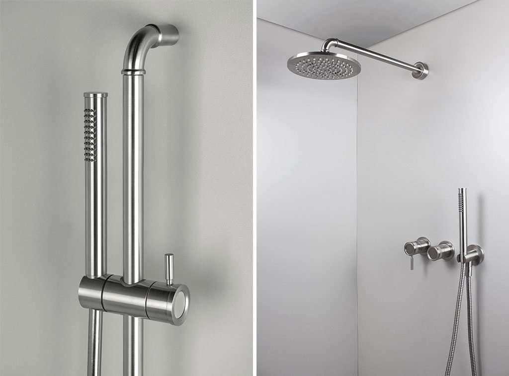 saliscendi e doccia acciaio inox