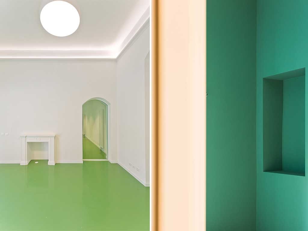 pavimento parete verde