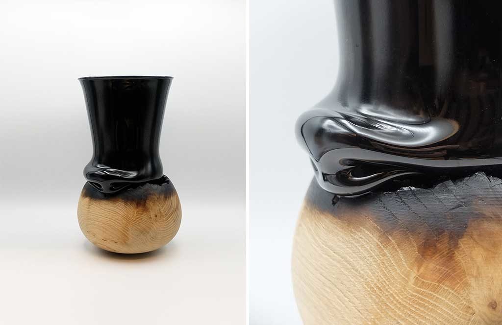 vaso legno vetro