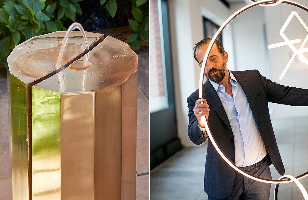 fontanella e luci allestimento anastassiades