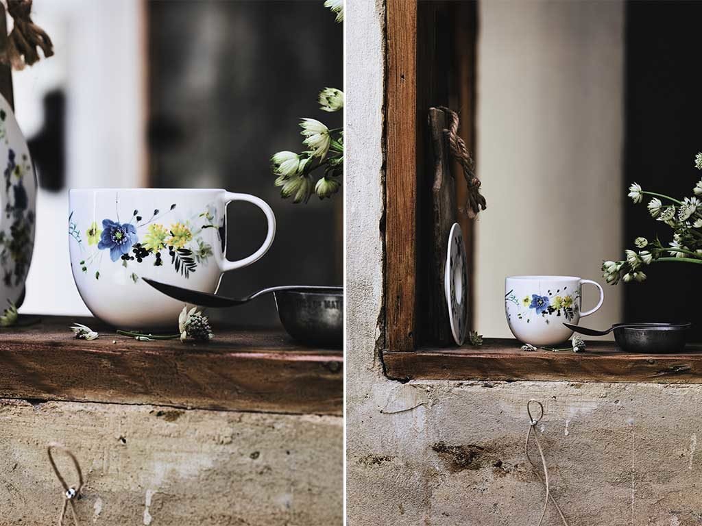 tazza decoro fiori alpini