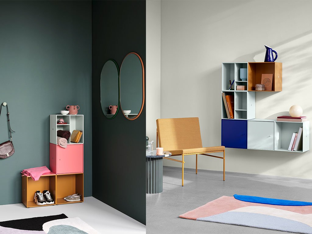 moduli componibili contenitori parete colorati