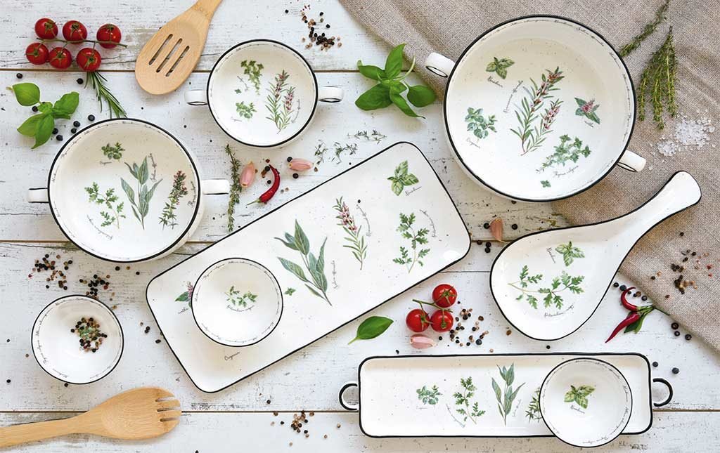 servizio piatti decoro piante
