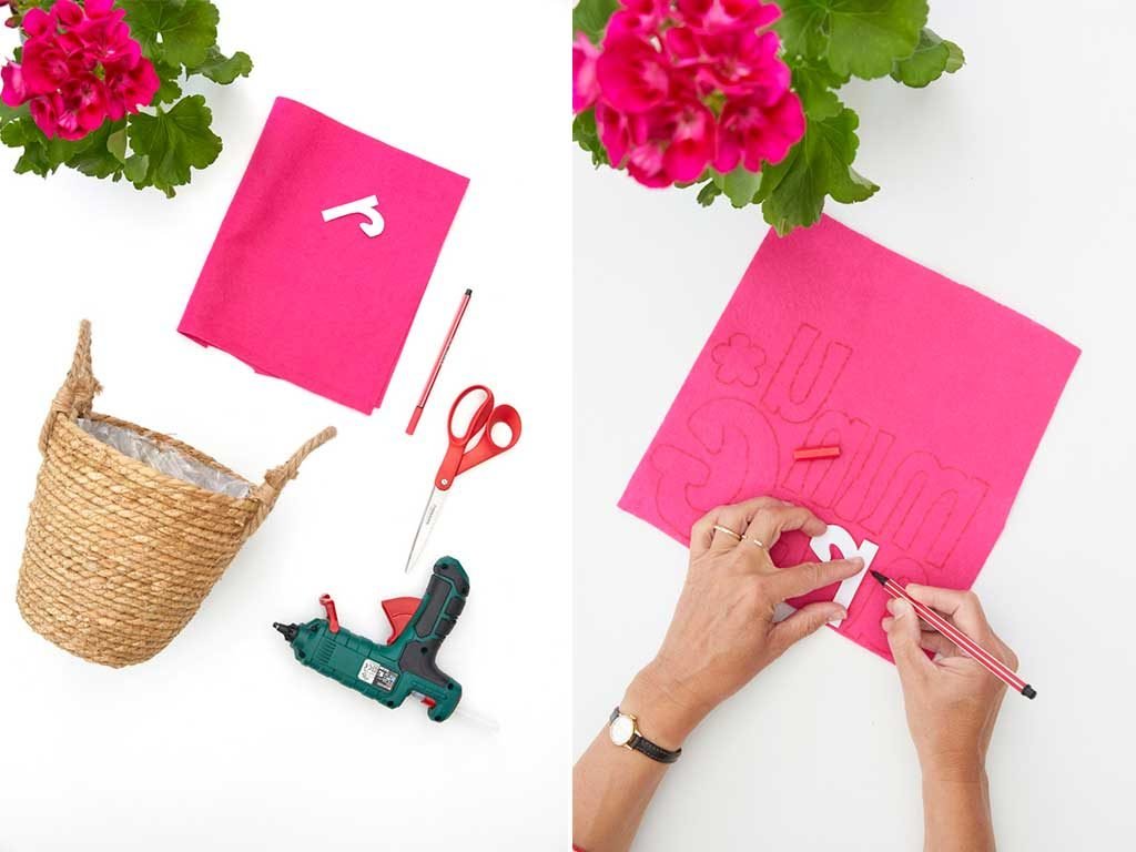 geranium lettere stoffa
