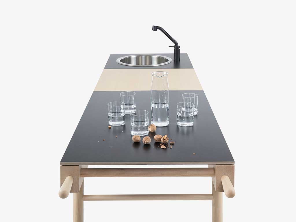 mini cucina free stnding piano legno black