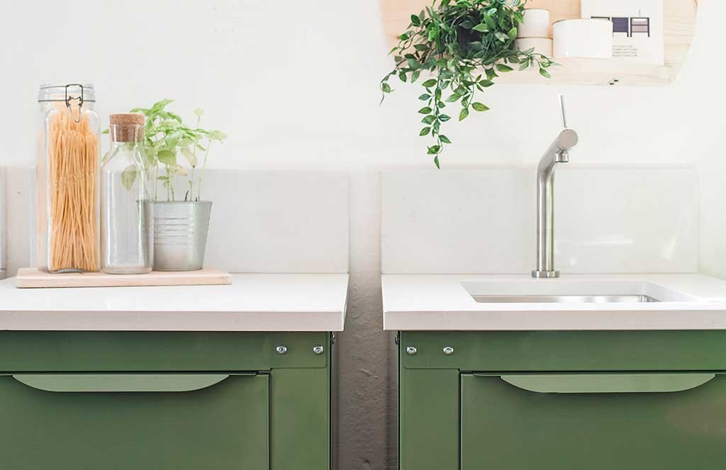 moduli cucina verde metallo verniciato
