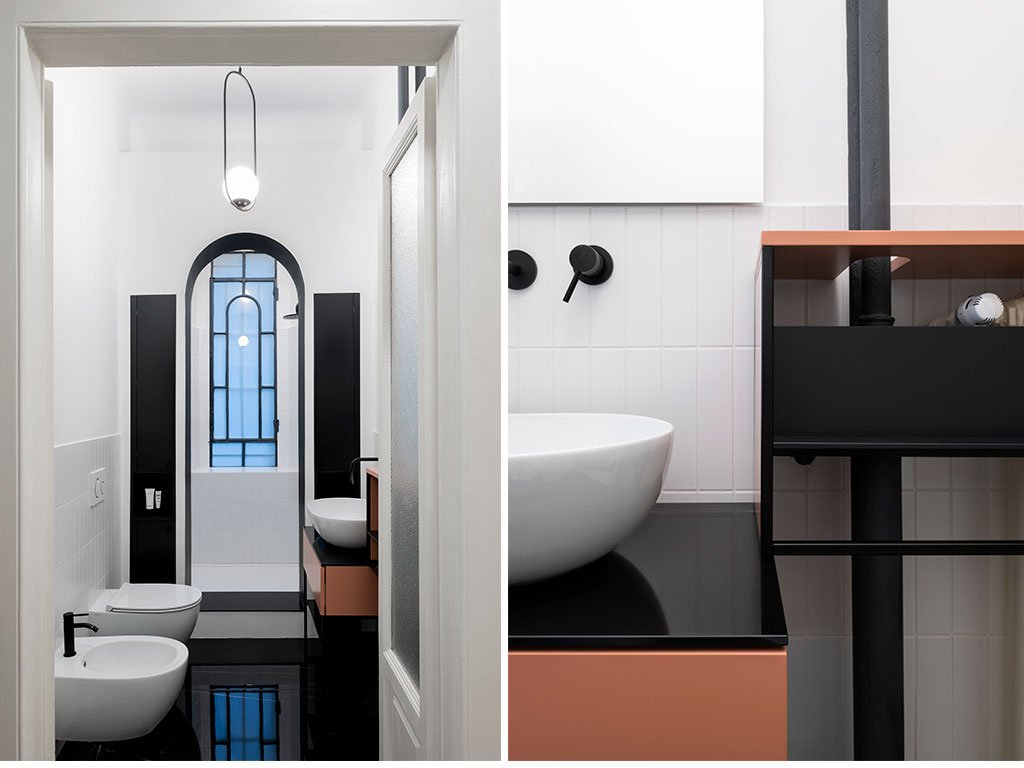bagno rifatto bianco nero