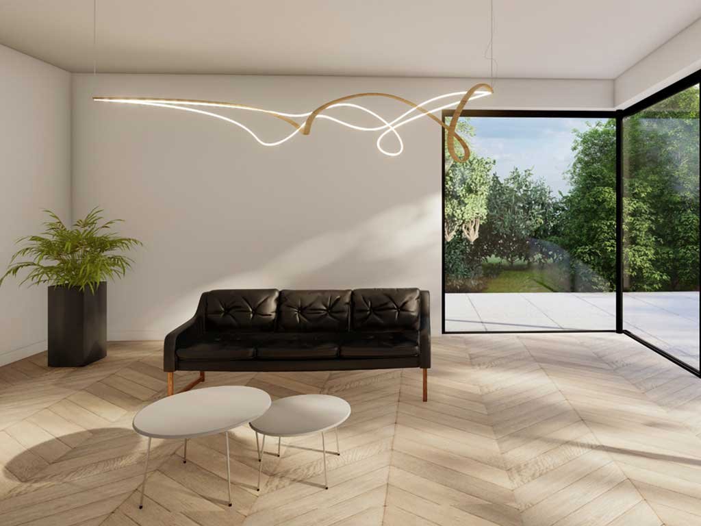 lampada sospesa bambu led