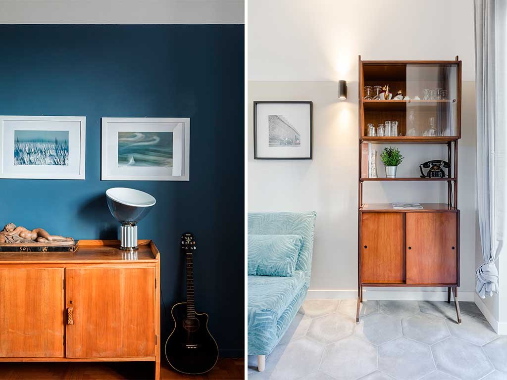 parete grigio e blu ristrutturazione