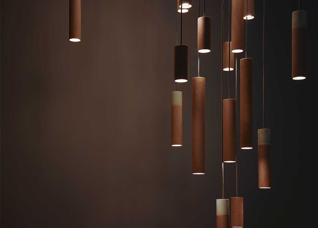lampadari acciaio ossidato