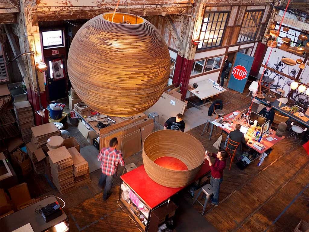 grande lampadario cartone sfera