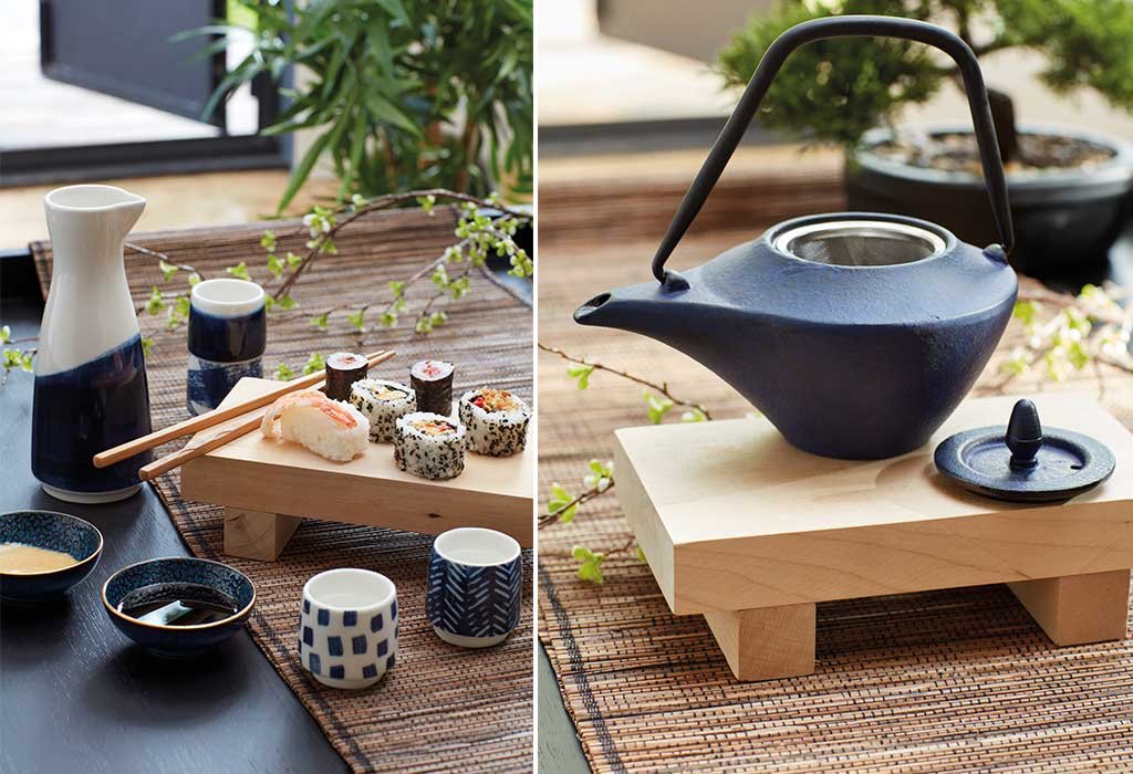 sushi board e teiera giapponese