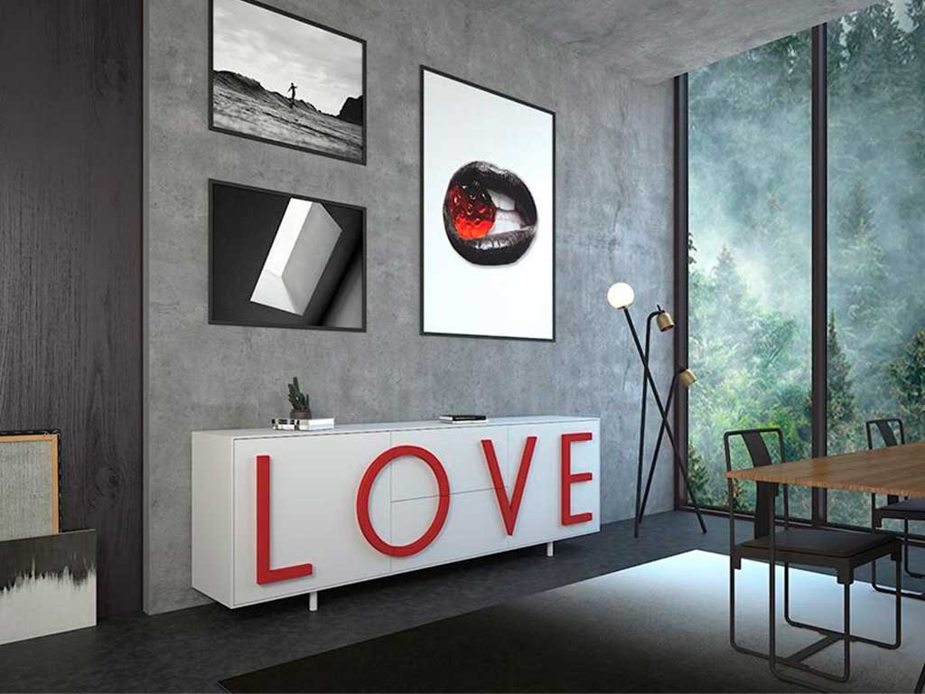 madia bianco scritta love rosso