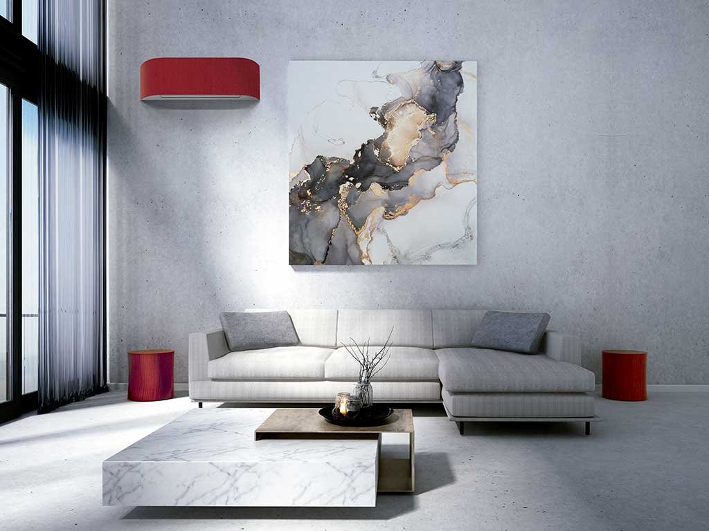 condizionatore rivestito tessuto rosso