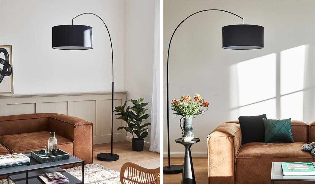 lampada soggiorno ad arco nera