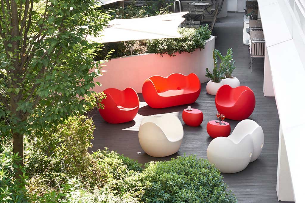 salotto in ambiente esterno