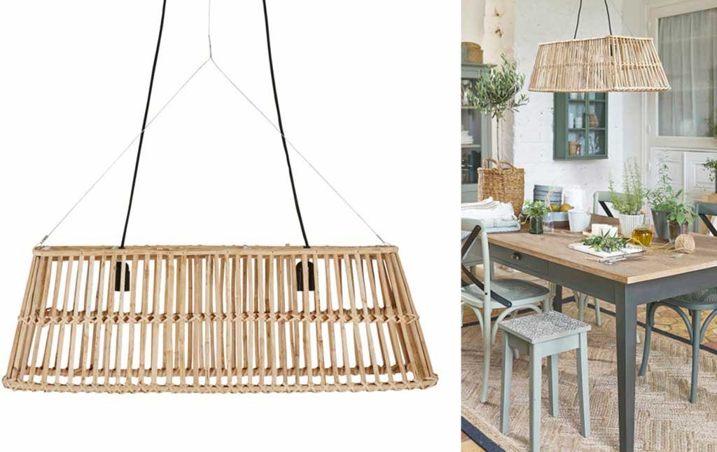 lampada rettangolare vimini sospesa