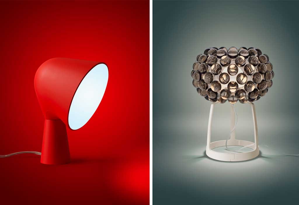 lampada tavolo binic rosso e mlampada caboche