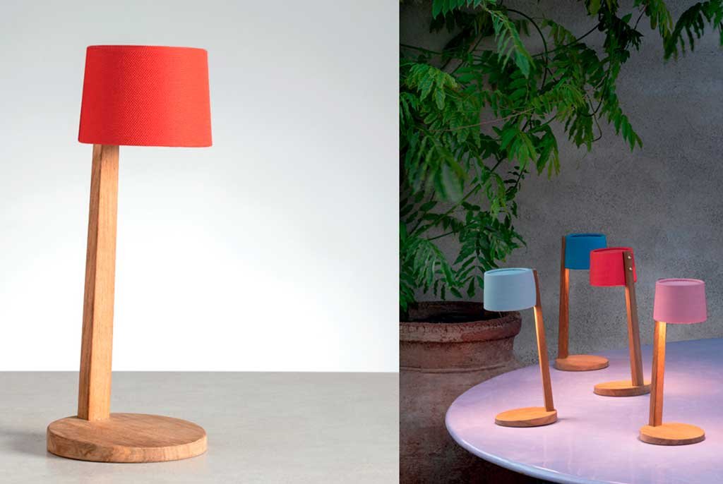 lampada tavolo teak ricaricabile