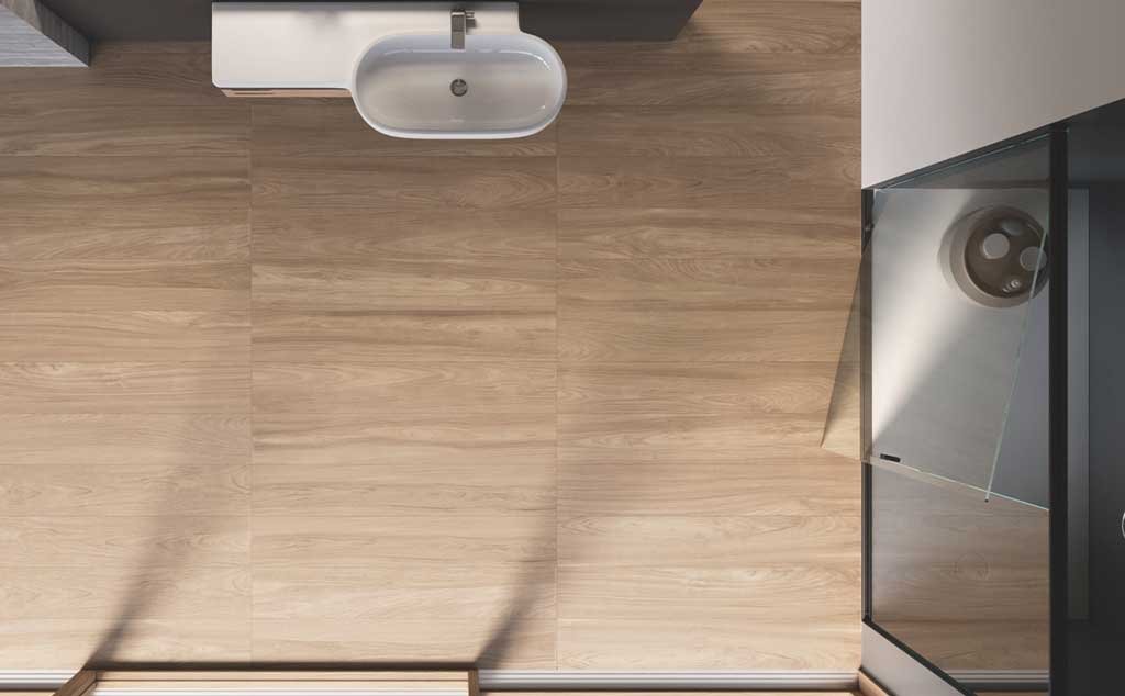 listoni gres effetto legno bagno