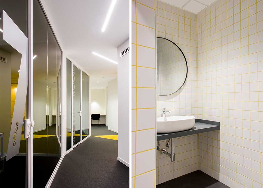 corridoio e bagno spazio coworking