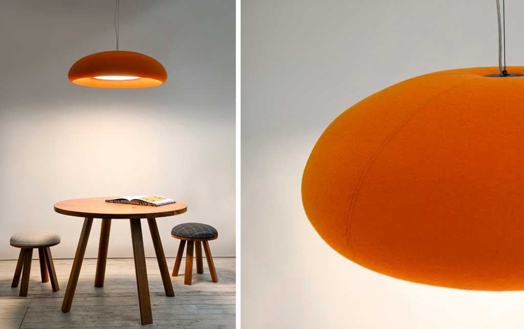 lampada sospesa imbottita colorata