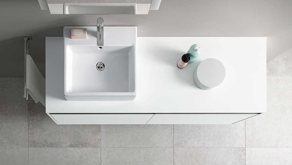 lavabo quadrato appoggio bianco