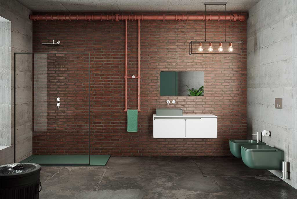 sanitari sospesi colorati verde opaco