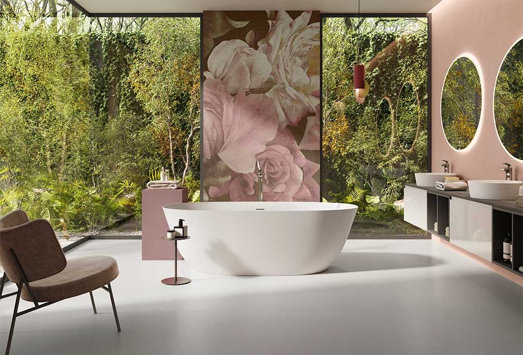 bagno lastre gres spatolato effetto