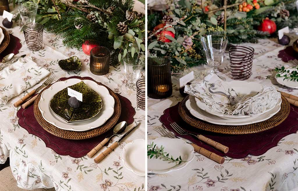 tavola natale segnaposto foglia