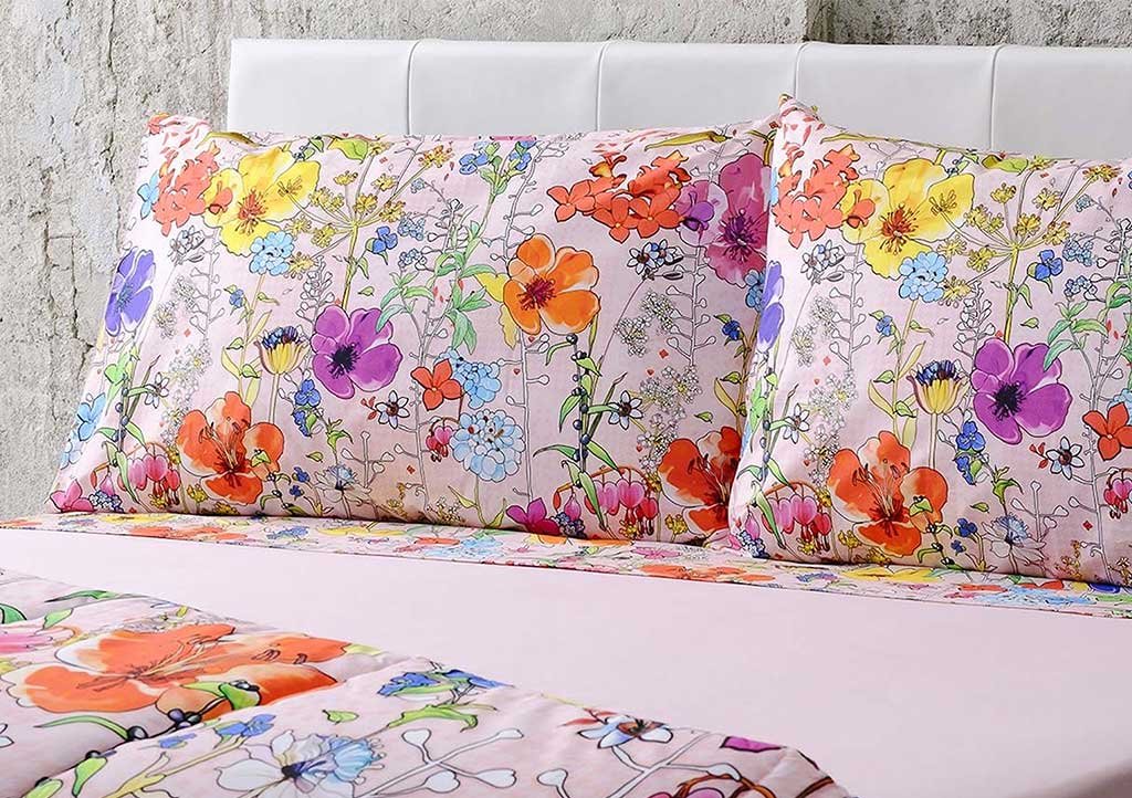 completo letto cotone percalle floreale