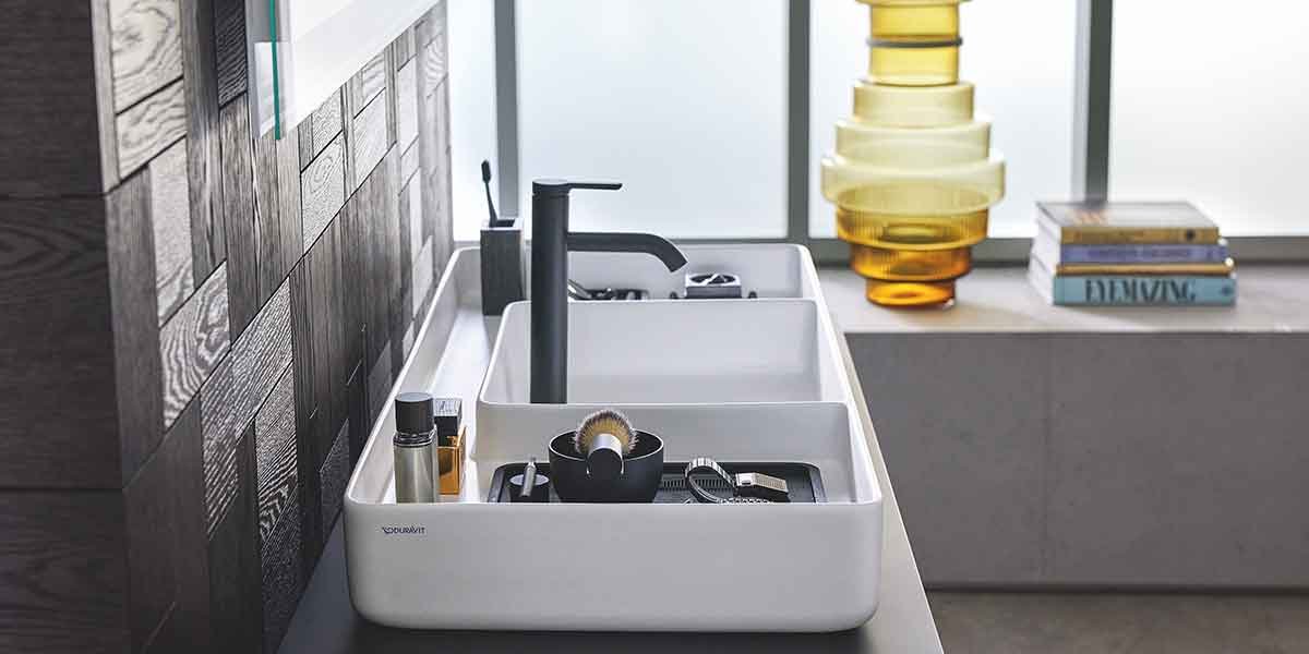 lavabo bagno da appoggio con scomparti contenitori